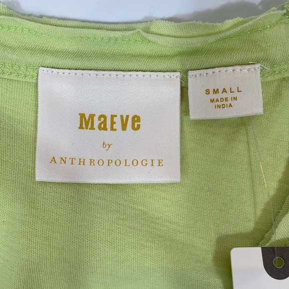 Anthropologie Maeve Flutter Sleeve Tee NWT Size S Chartreuse - Picture 6 of 10